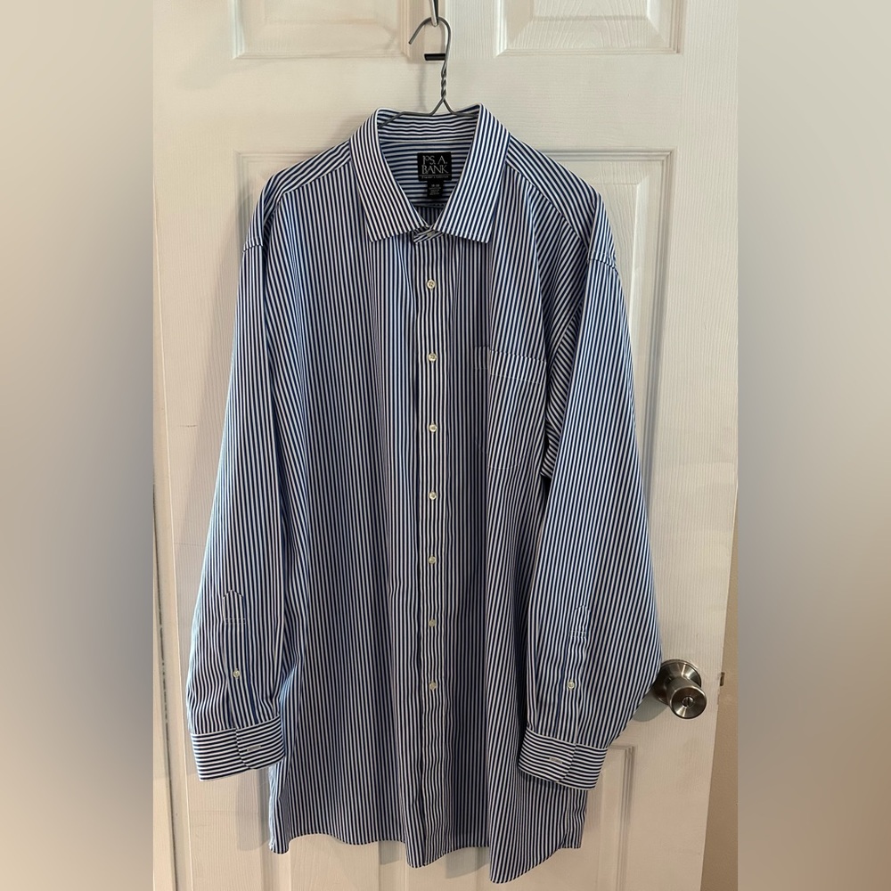 Jos A Bank Classic Blue Striped Men's Dress Shirt